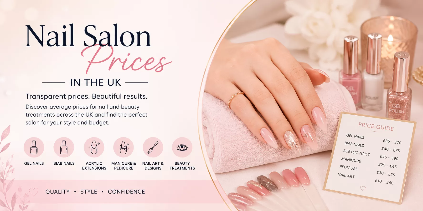 Average prices for nail salon treatments in the UK